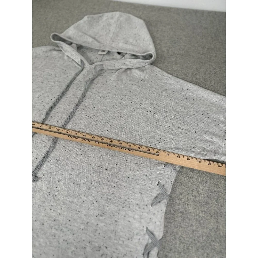 Cabi Small Womens Sweater Hooded Oversized Gray Long Dolman‎ Short Sleeve